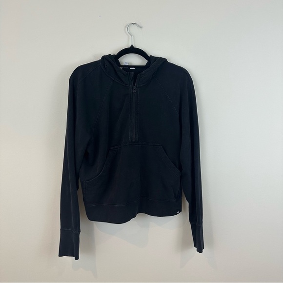 JoyLab | Acid Wash Black Quarter Zip Hoodie Sweatshirt Size Medium - Picture 1 of 6